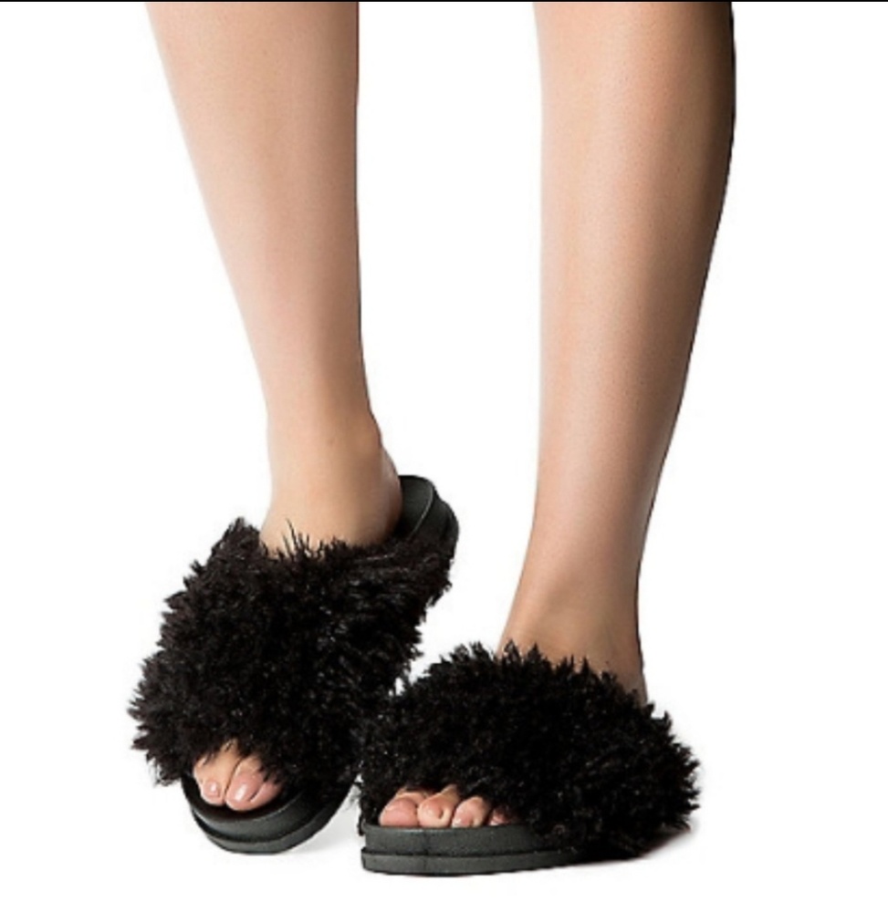 Shaggy black slides